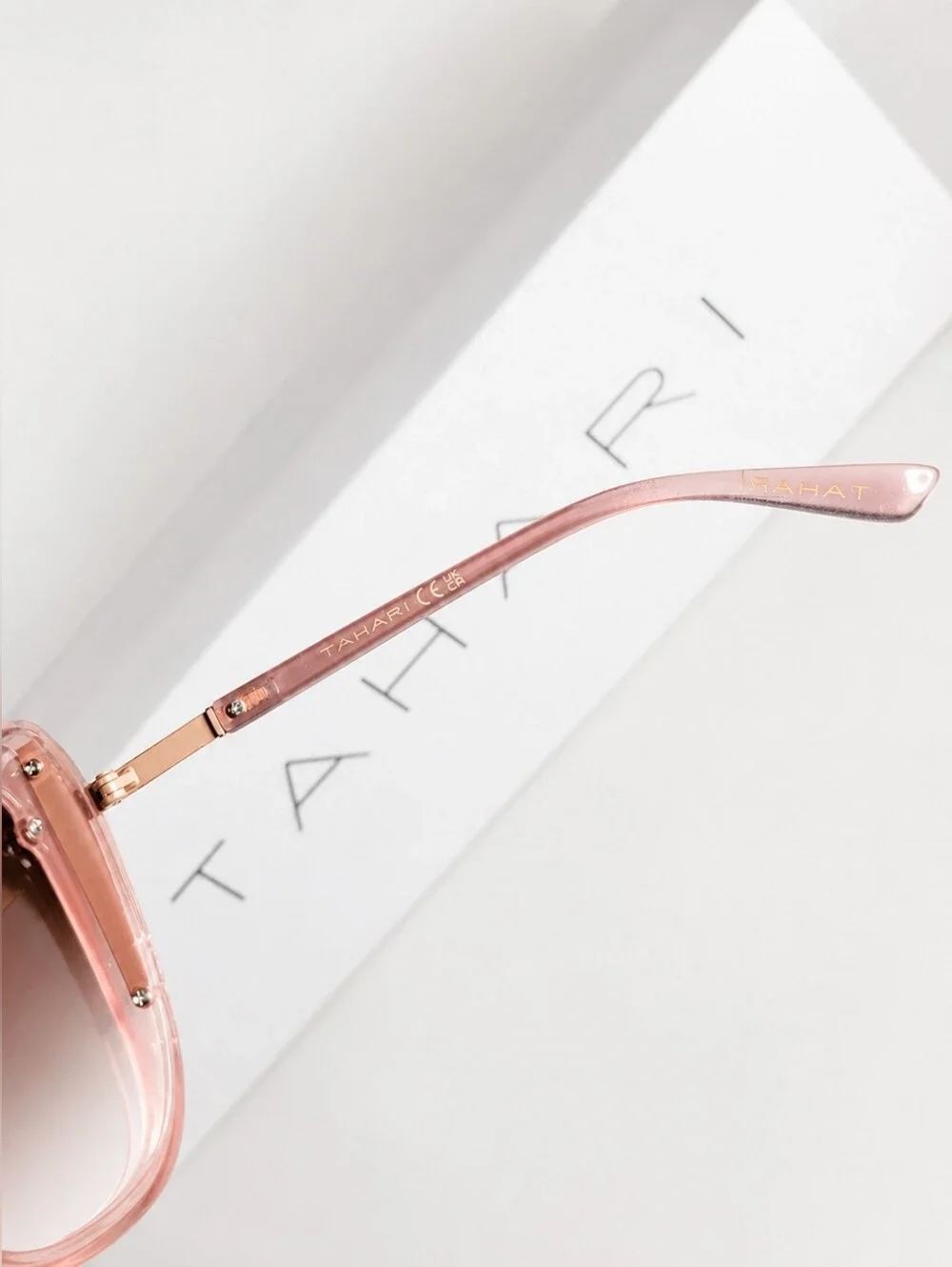 Tahari Contemporary Luxury Oversized Pink Rose Gold Ombre Sunglasses NWT
